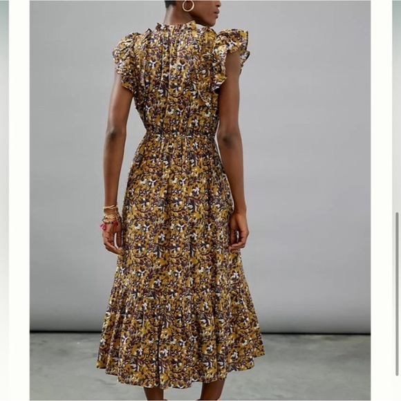 Anthropologie Othilia Aleksia Ruffled Maxi Dress Sz S Cottagecore Embroidered - Picture 3 of 15